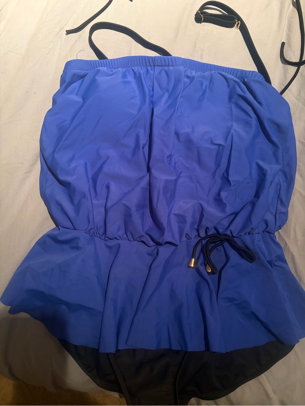 Maxine of Hollywood Blue and Black One-Piece Swimsuit- shaper wear